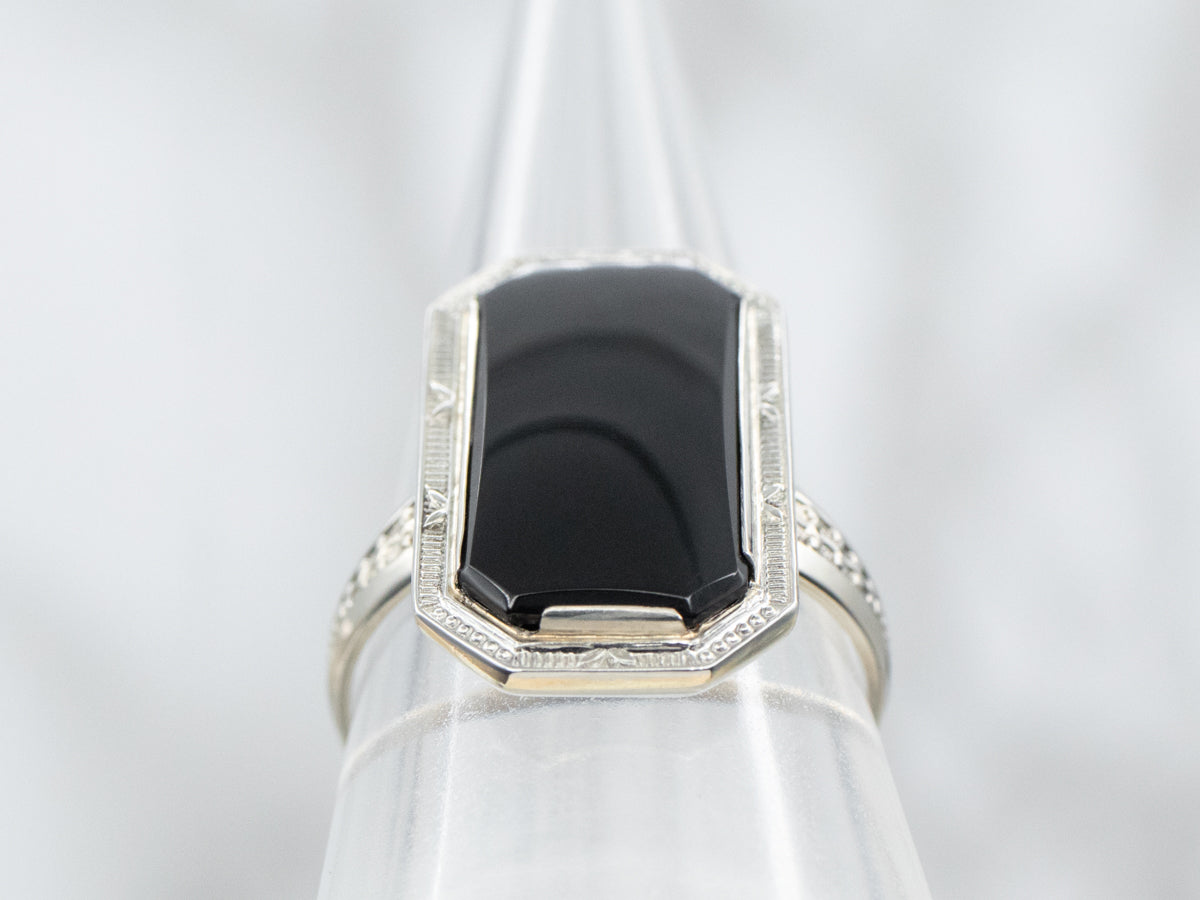 Vintage Black Onyx Solitaire Ring