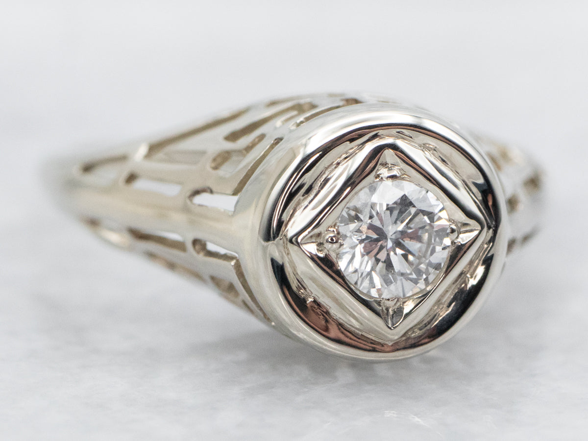 Art Deco Diamond Solitaire Engagement Ring