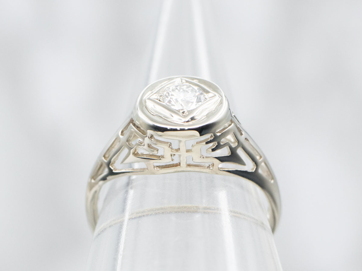 Art Deco Diamond Solitaire Engagement Ring