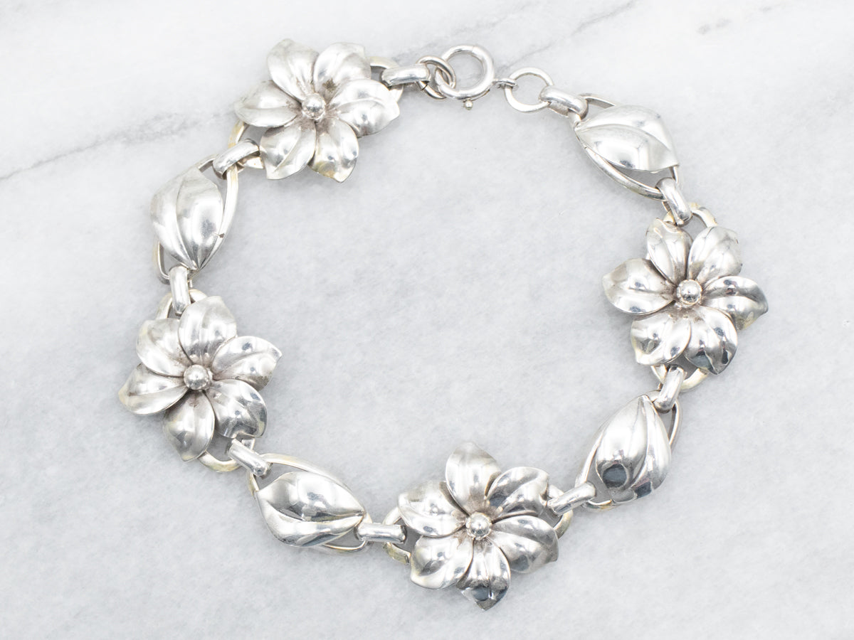 Sterling Silver Miye Matsukata Floral Link Bracelet