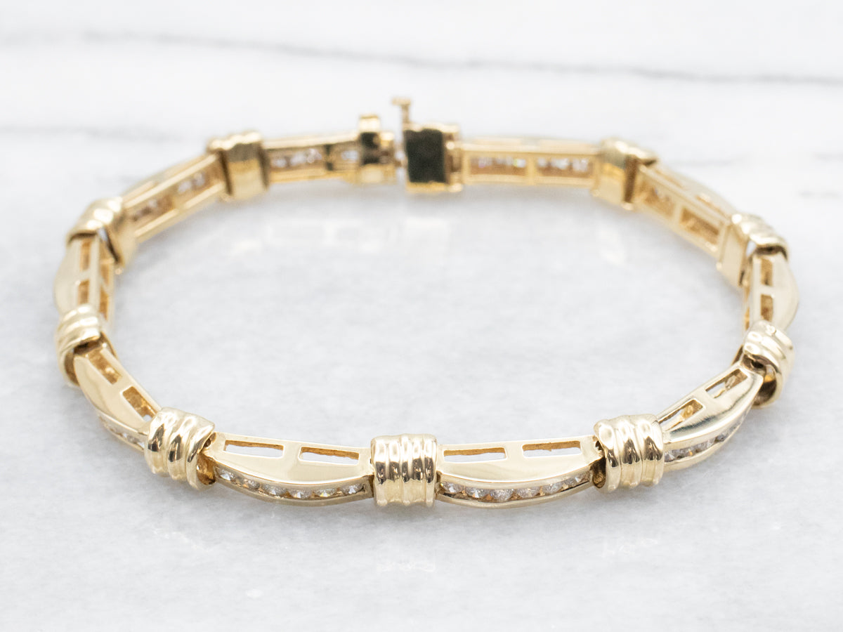 Modern Channel Set Diamond Link Bracelet