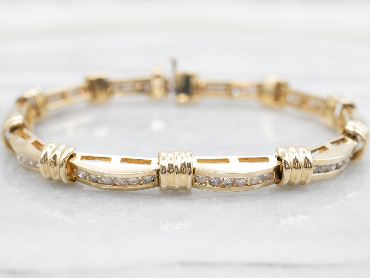 Modern Channel Set Diamond Link Bracelet