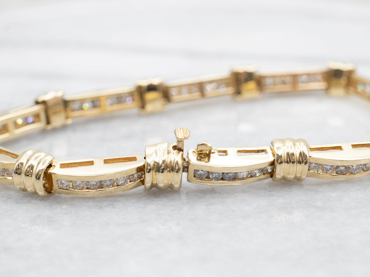 Modern Channel Set Diamond Link Bracelet