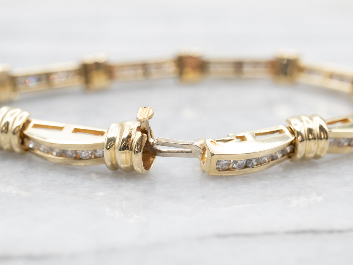 Modern Channel Set Diamond Link Bracelet