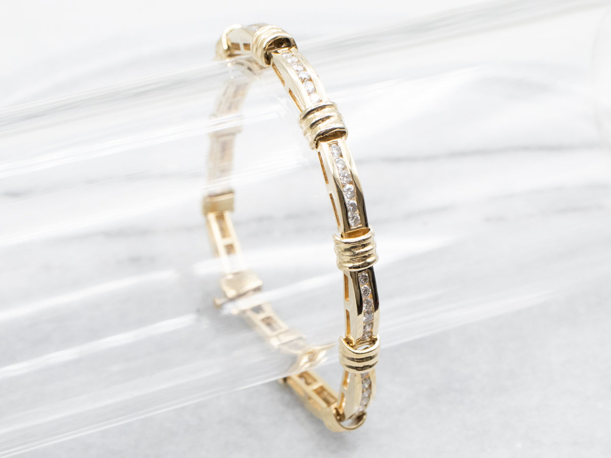 Modern Channel Set Diamond Link Bracelet