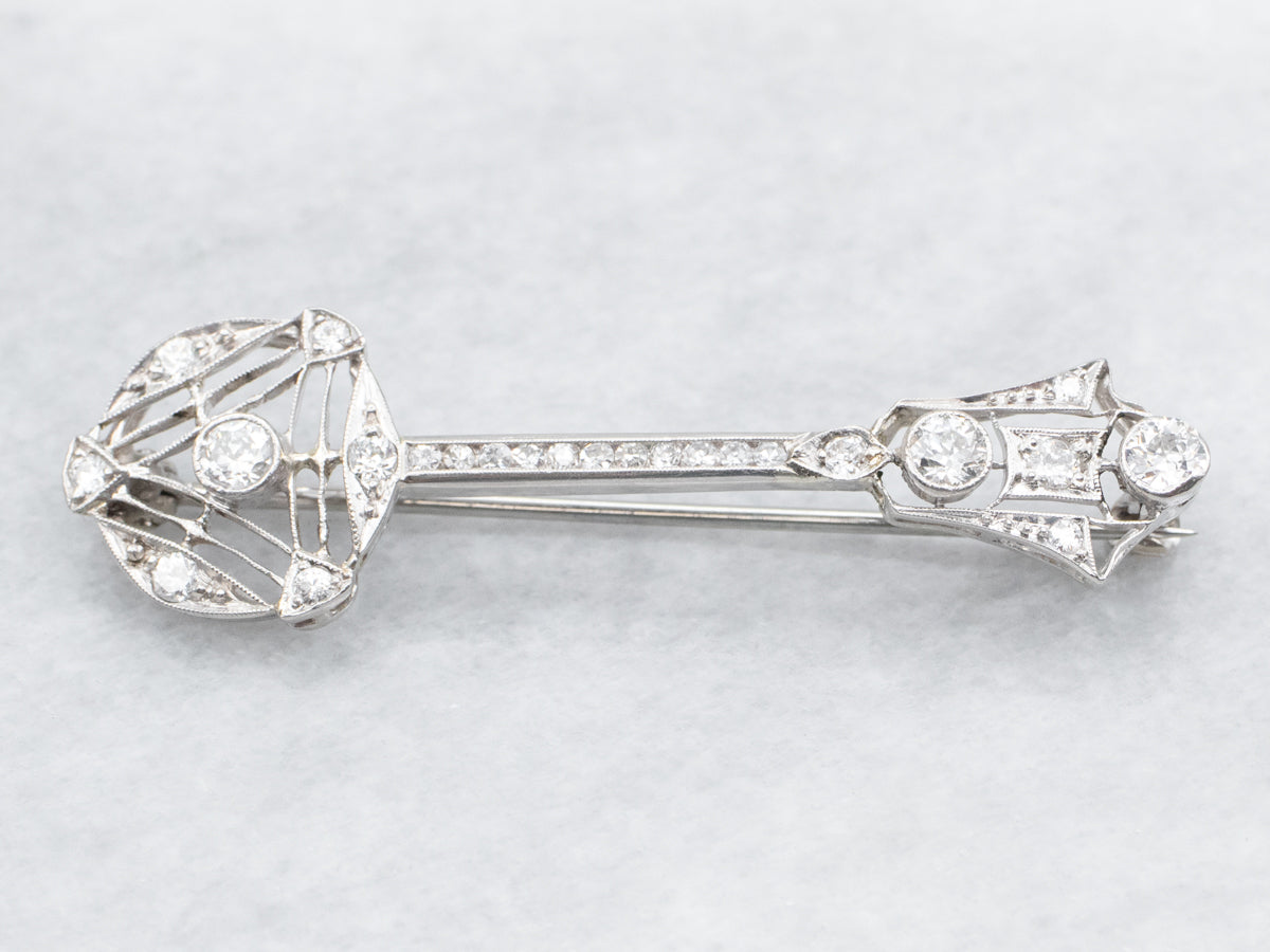 Vintage European Cut Diamond Brooch