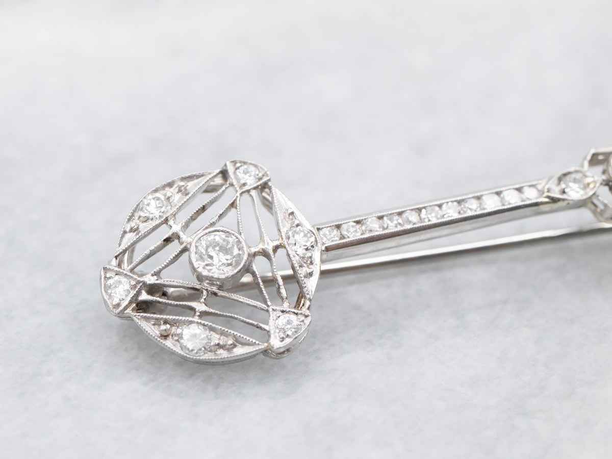 Vintage European Cut Diamond Brooch