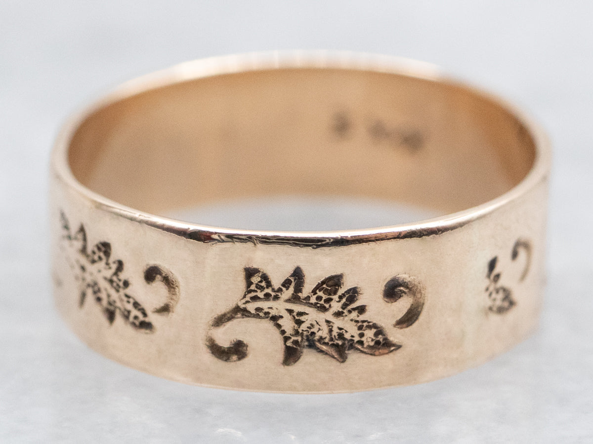 Antique Rose Gold Botanical Baptism Cigar Band