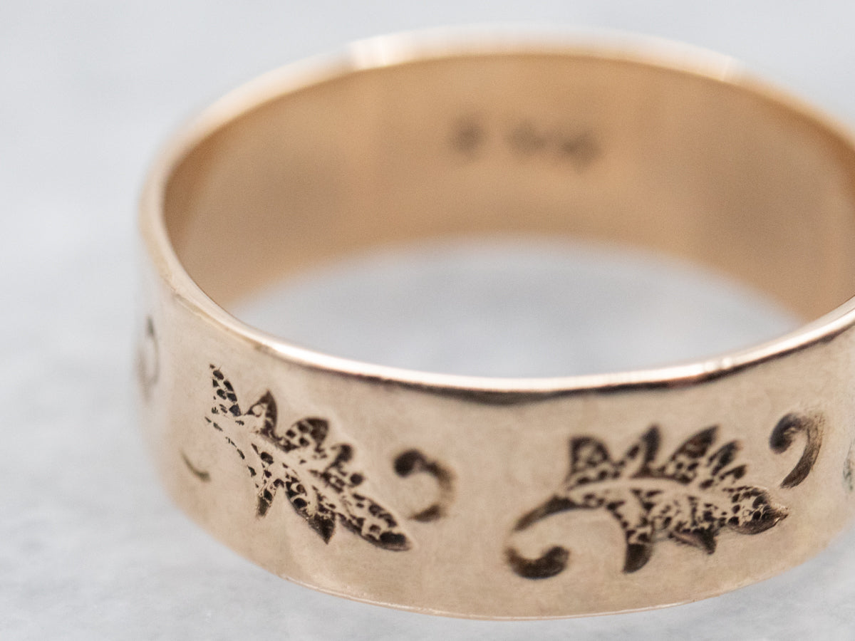 Antique Rose Gold Botanical Baptism Cigar Band