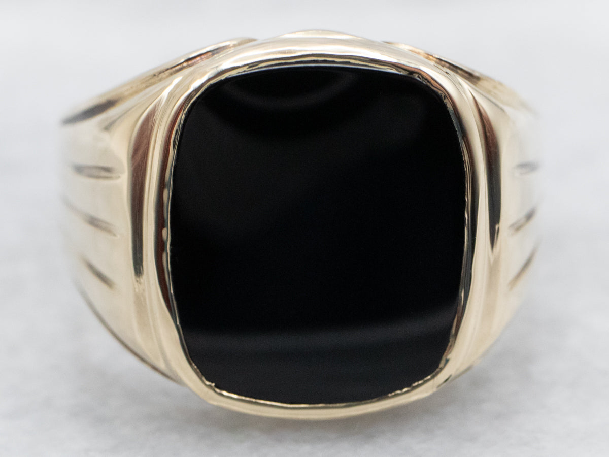 Vintage Men's Black Onyx Statement Ring