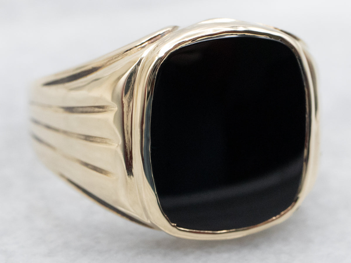 Vintage Men&#39;s Black Onyx Statement Ring