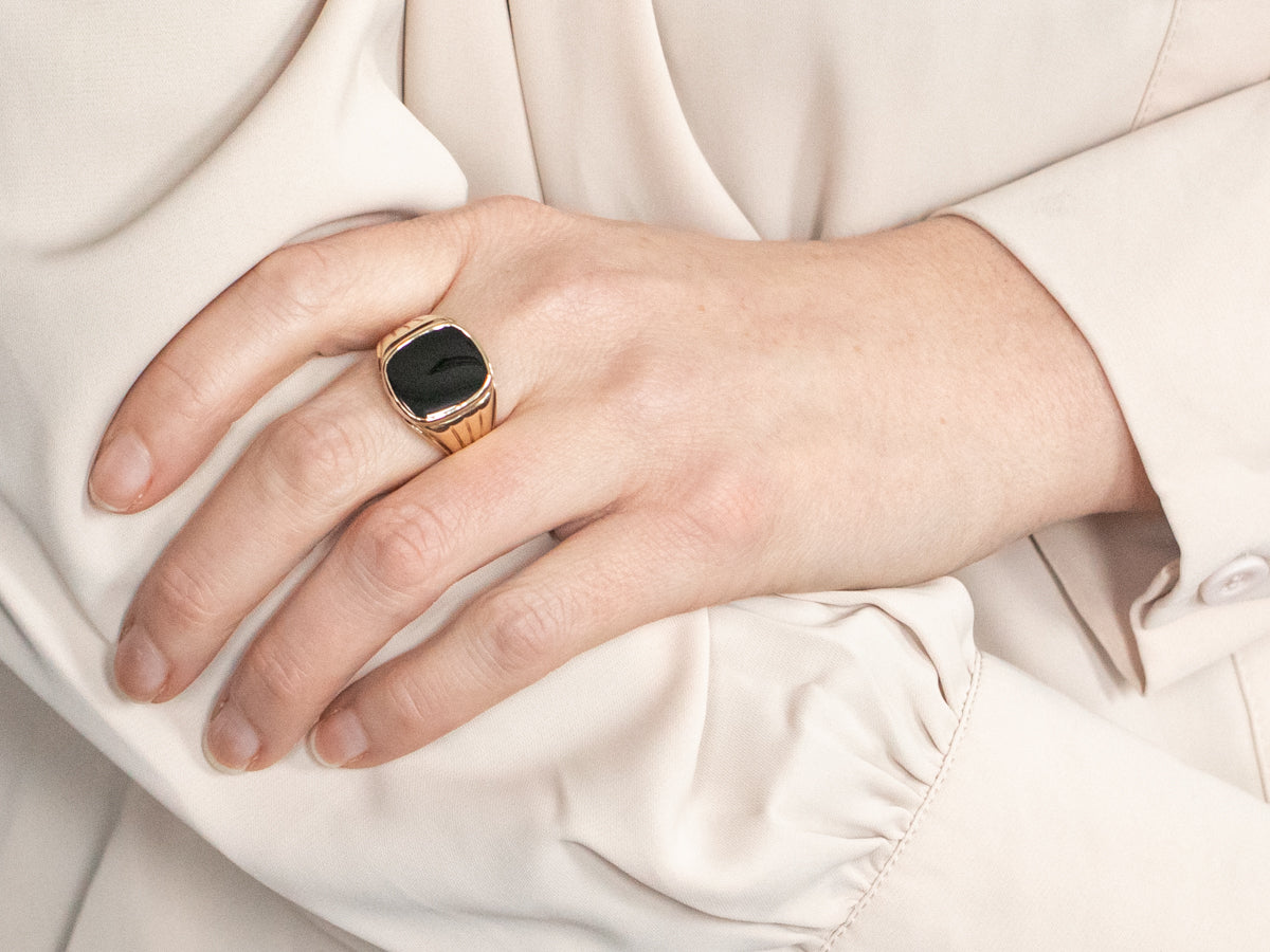 Vintage Men's Black Onyx Statement Ring