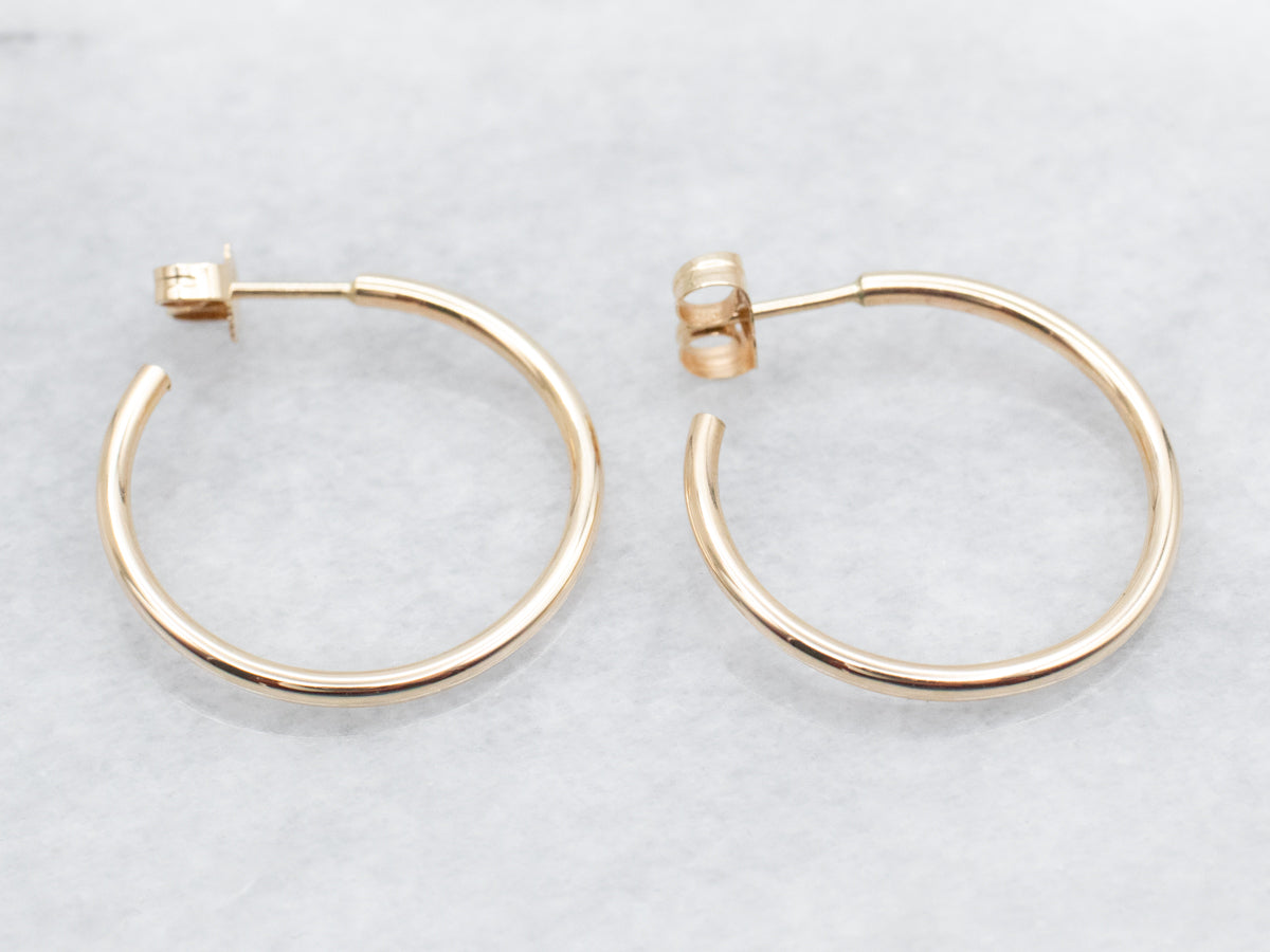 Yellow Gold Medium Sized Hoop Earrings