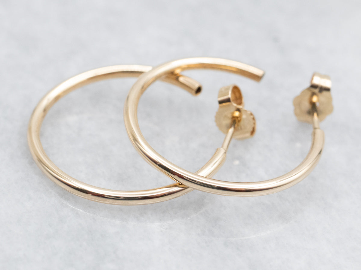 Yellow Gold Medium Sized Hoop Earrings