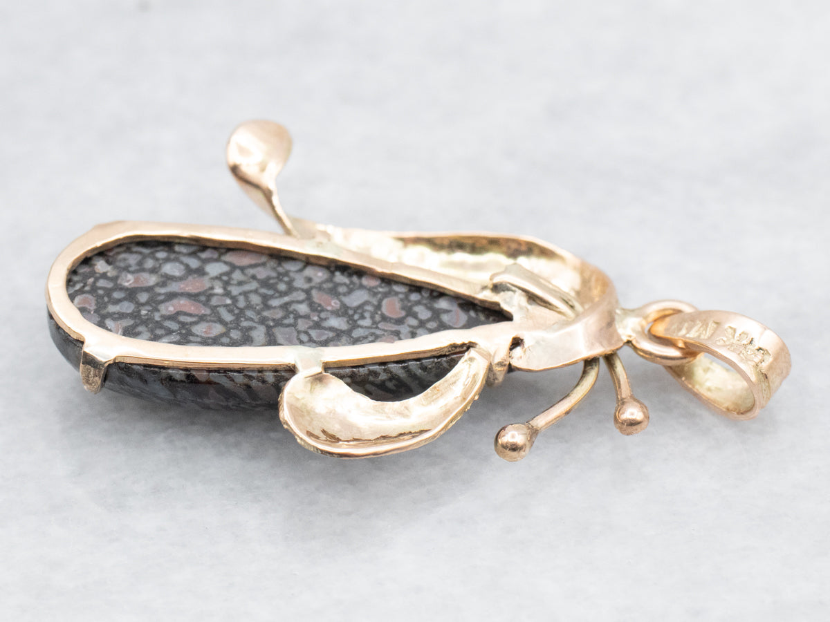 Botanical Gold Dinosaur Bone Pendant