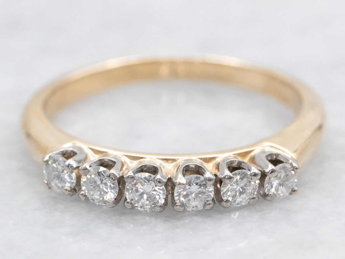 Classic Two Tone Gold Diamond Wedding Band