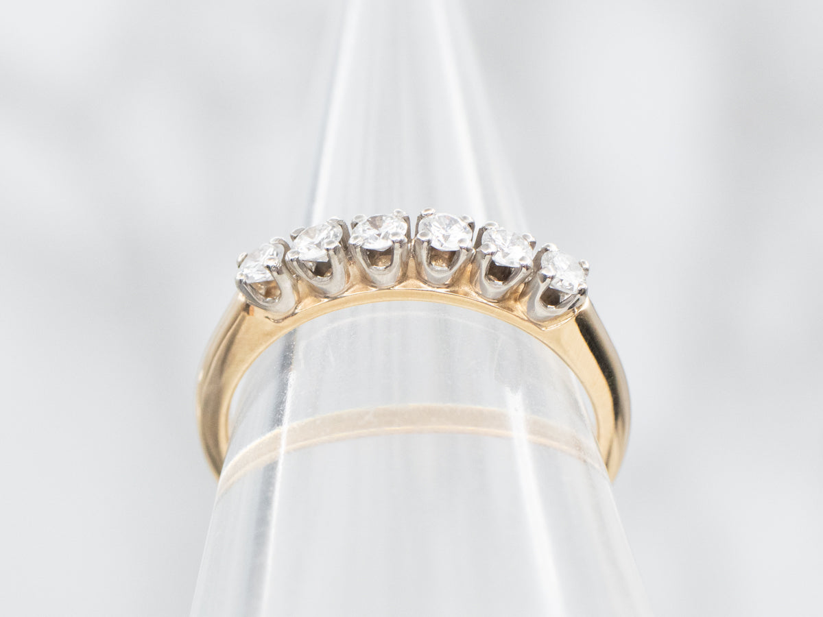 Classic Two Tone Gold Diamond Wedding Band