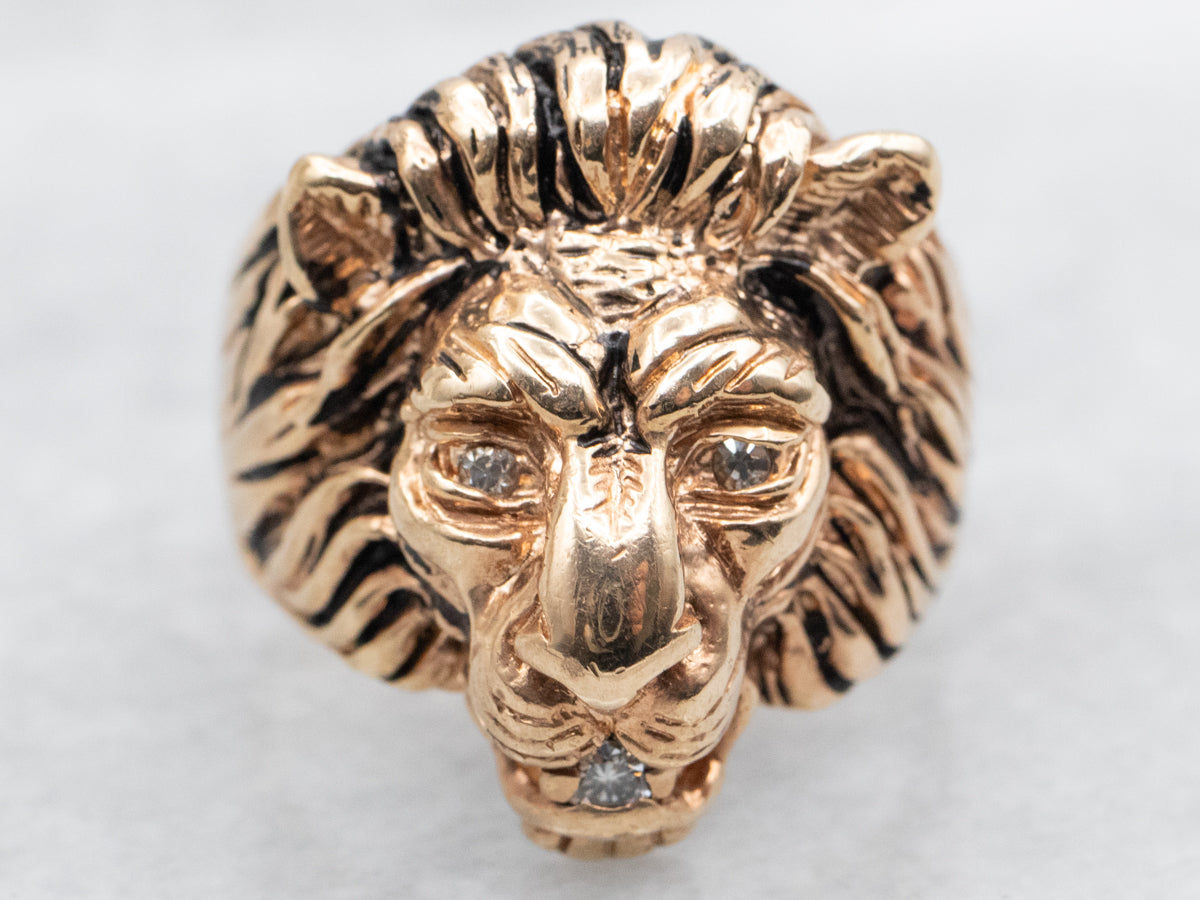 Golden Lion Diamond Statement Ring