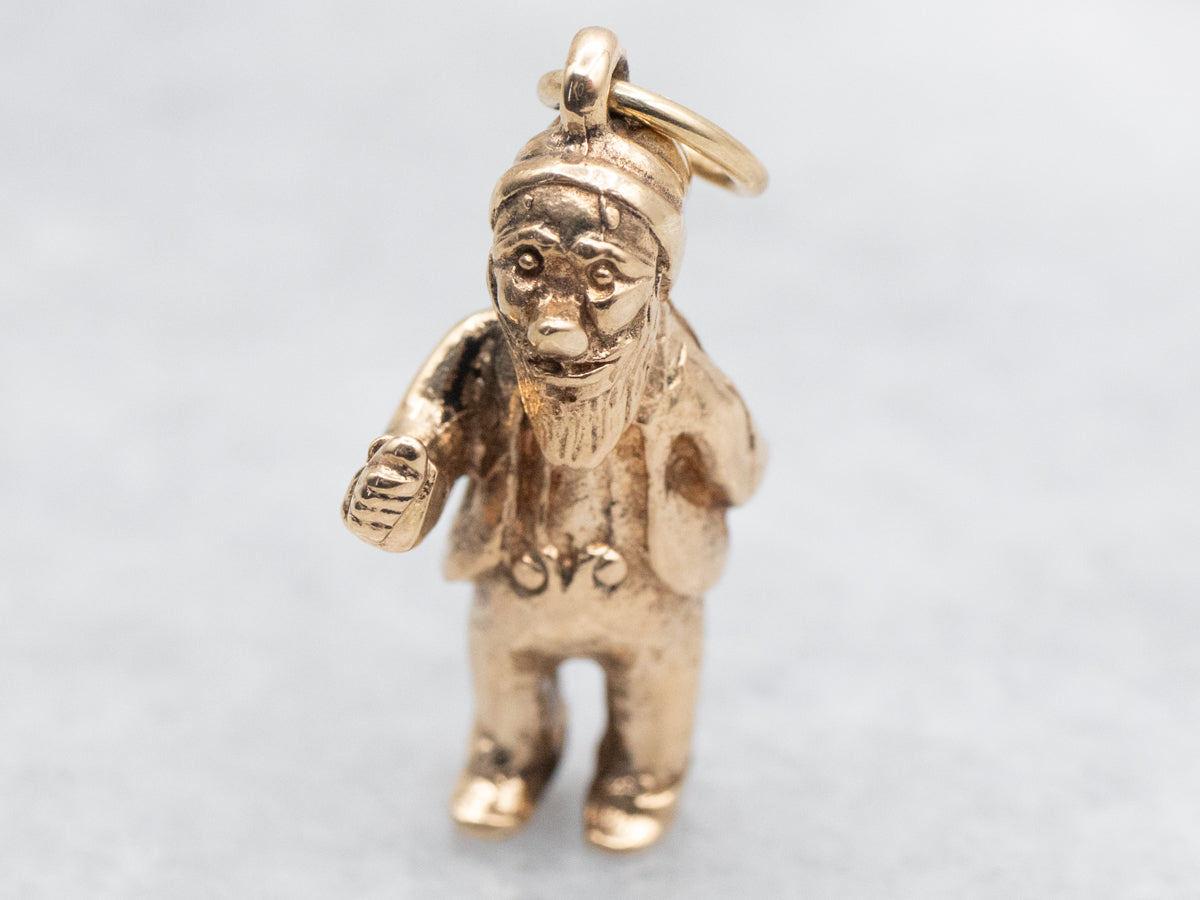 Vintage Gold Hitchhiking Gnome Charm