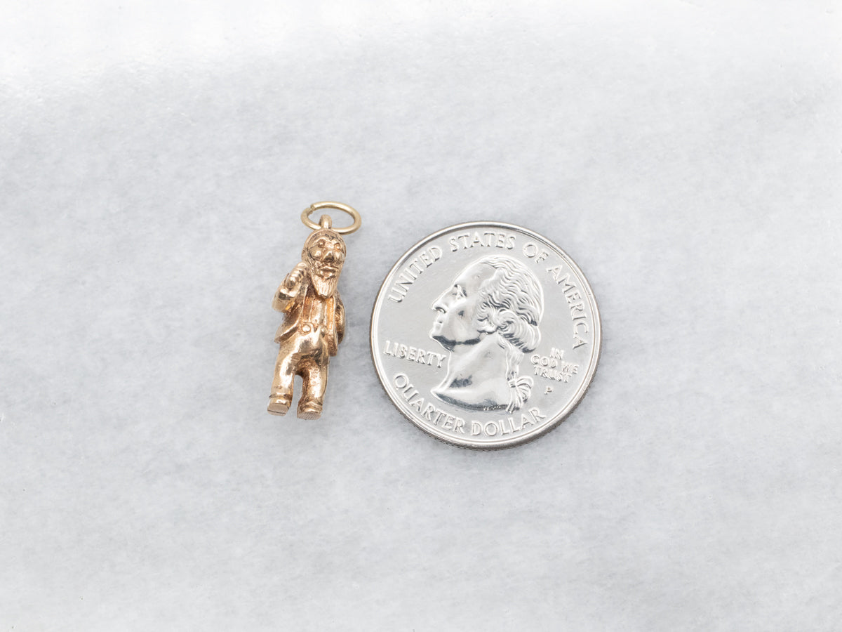 Vintage Gold Hitchhiking Gnome Charm