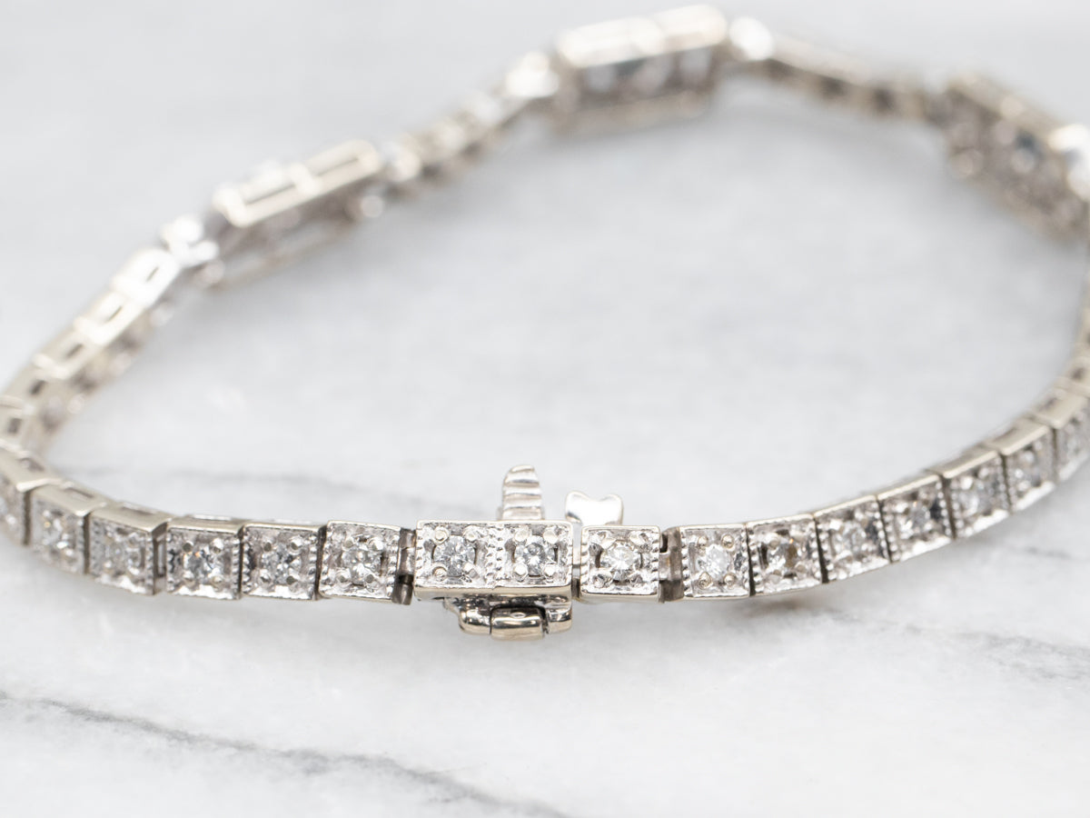 Art Deco Sapphire and Diamond Gemstone Link Bracelet