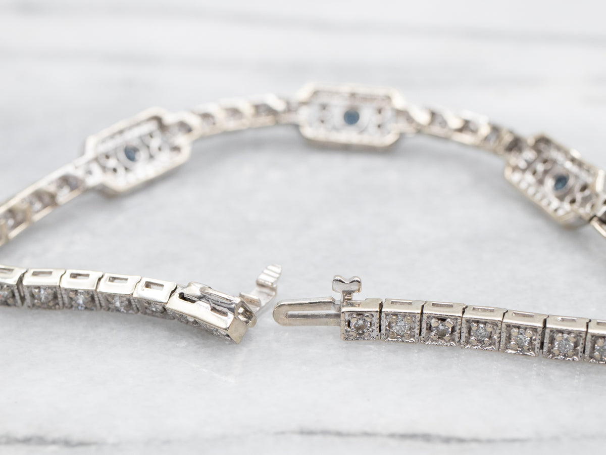 Art Deco Sapphire and Diamond Gemstone Link Bracelet