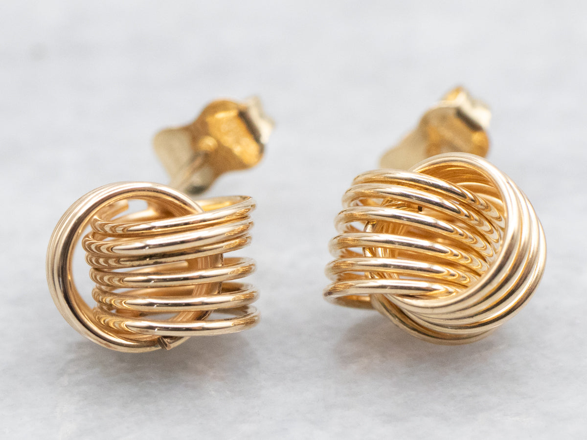 Polished Gold Knot Stud Earrings