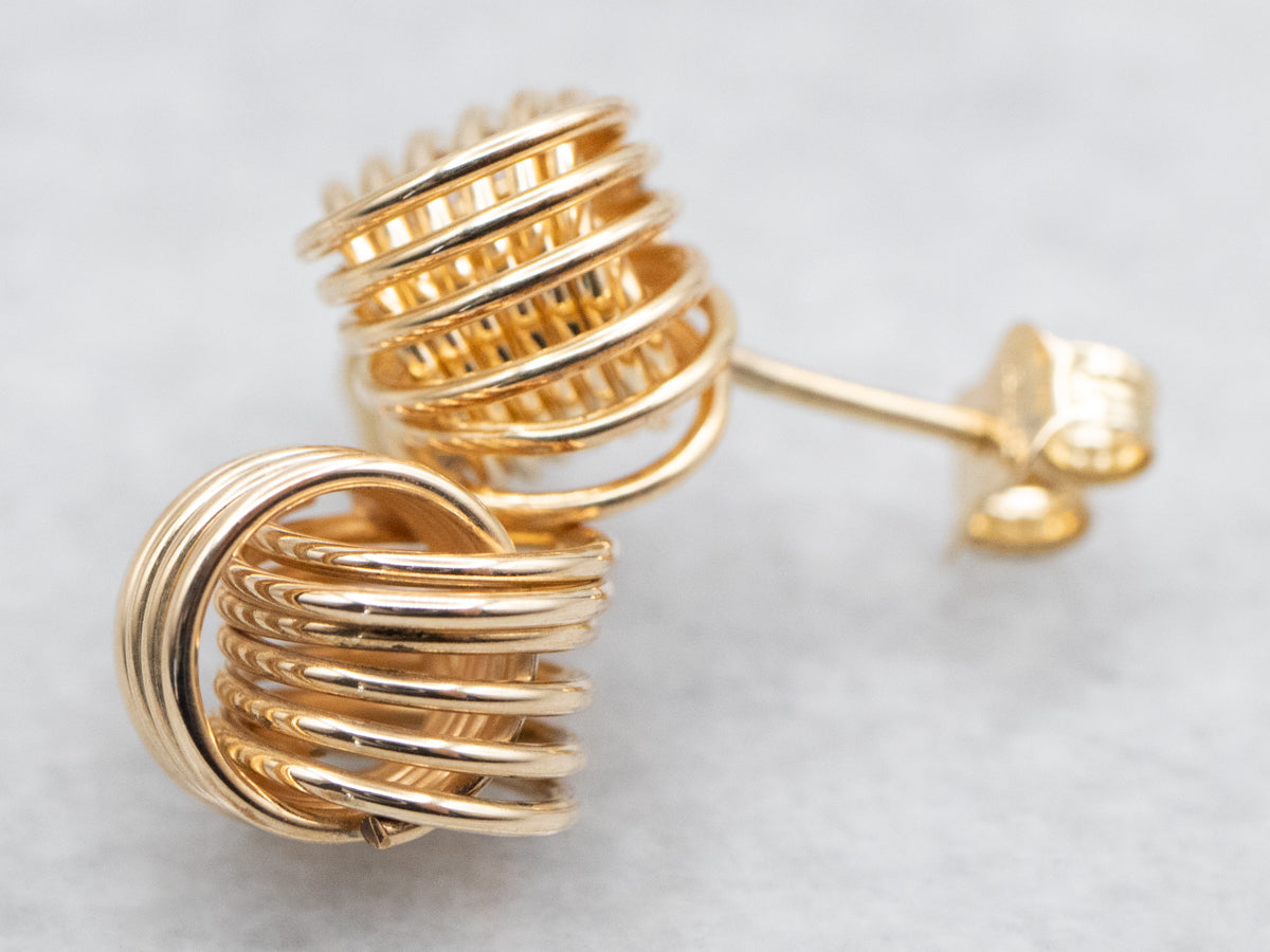 Polished Gold Knot Stud Earrings