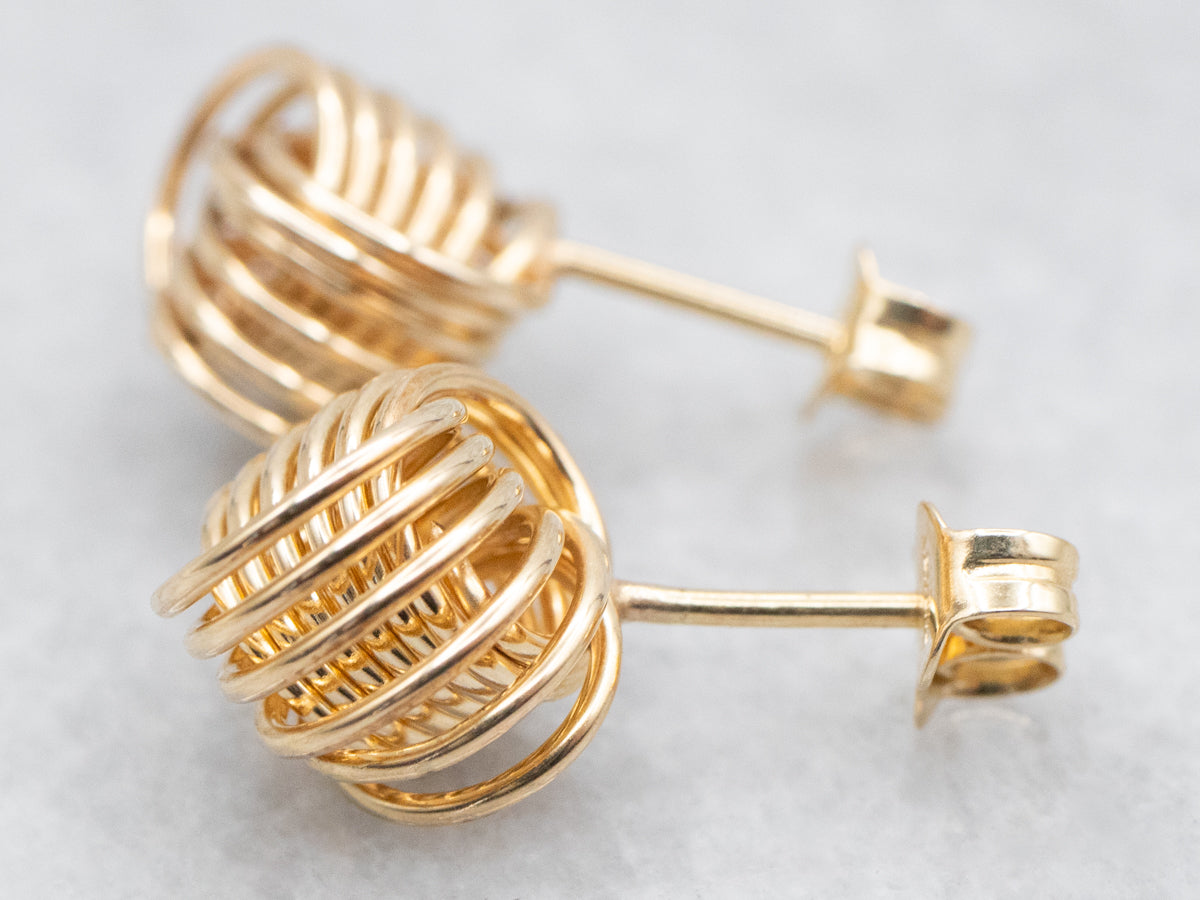 Polished Gold Knot Stud Earrings