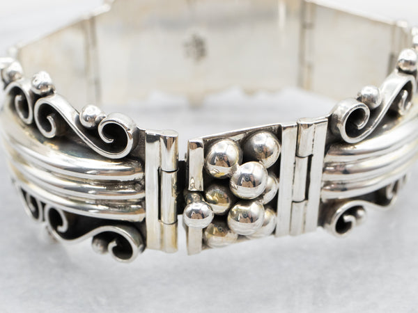 Vintage hot Unique Guadalajara Mexico Silver Smith Four Panel Bracelet