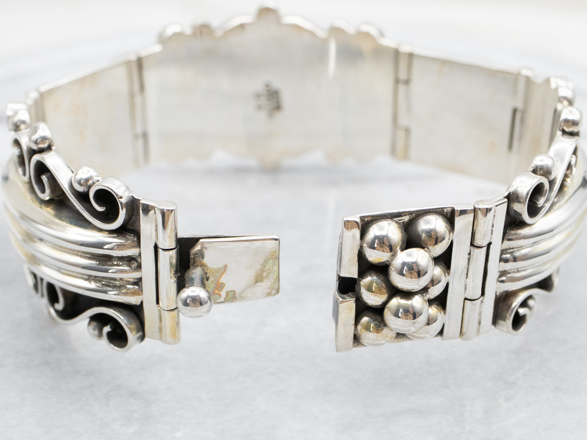 Vintage Mexican Sterling Silver Panel Bracelet