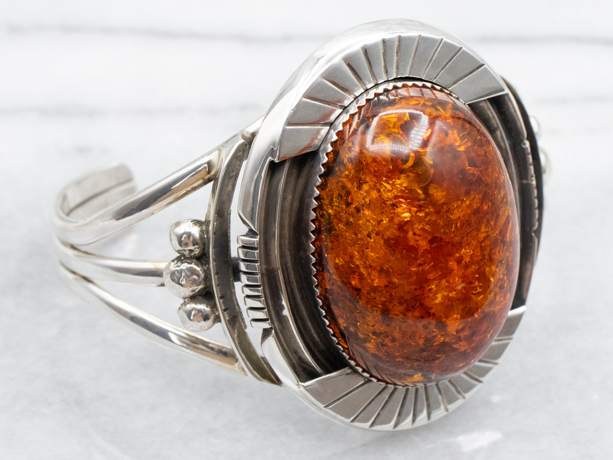 Navajo Amber Cuff Bracelet