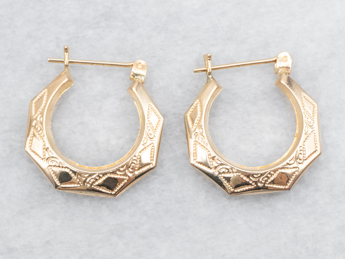 Geometric Etched Patterned Hoop Earrings