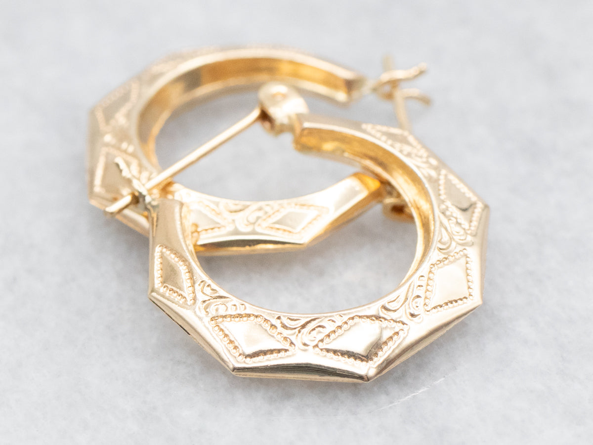 Geometric Etched Patterned Hoop Earrings