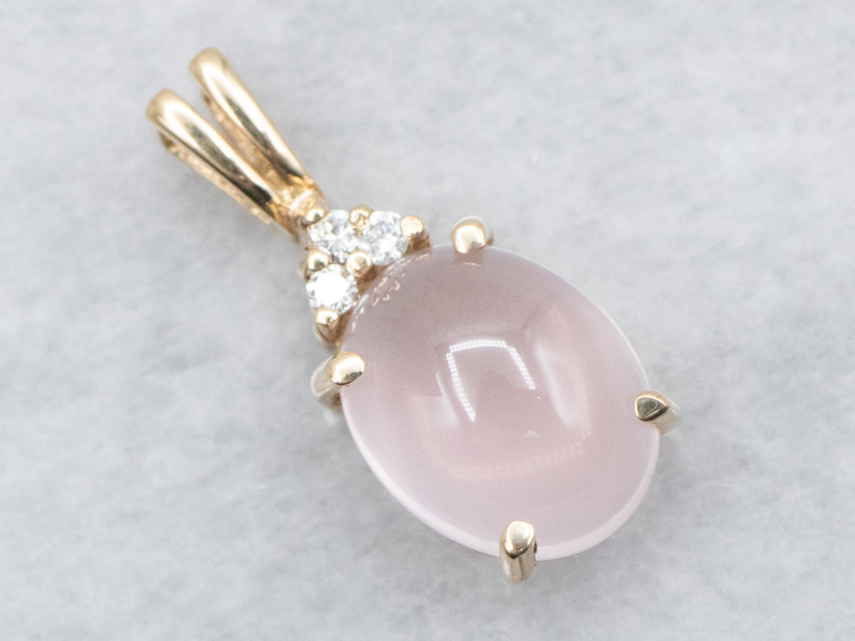 Rose Quartz and Diamond Pendant