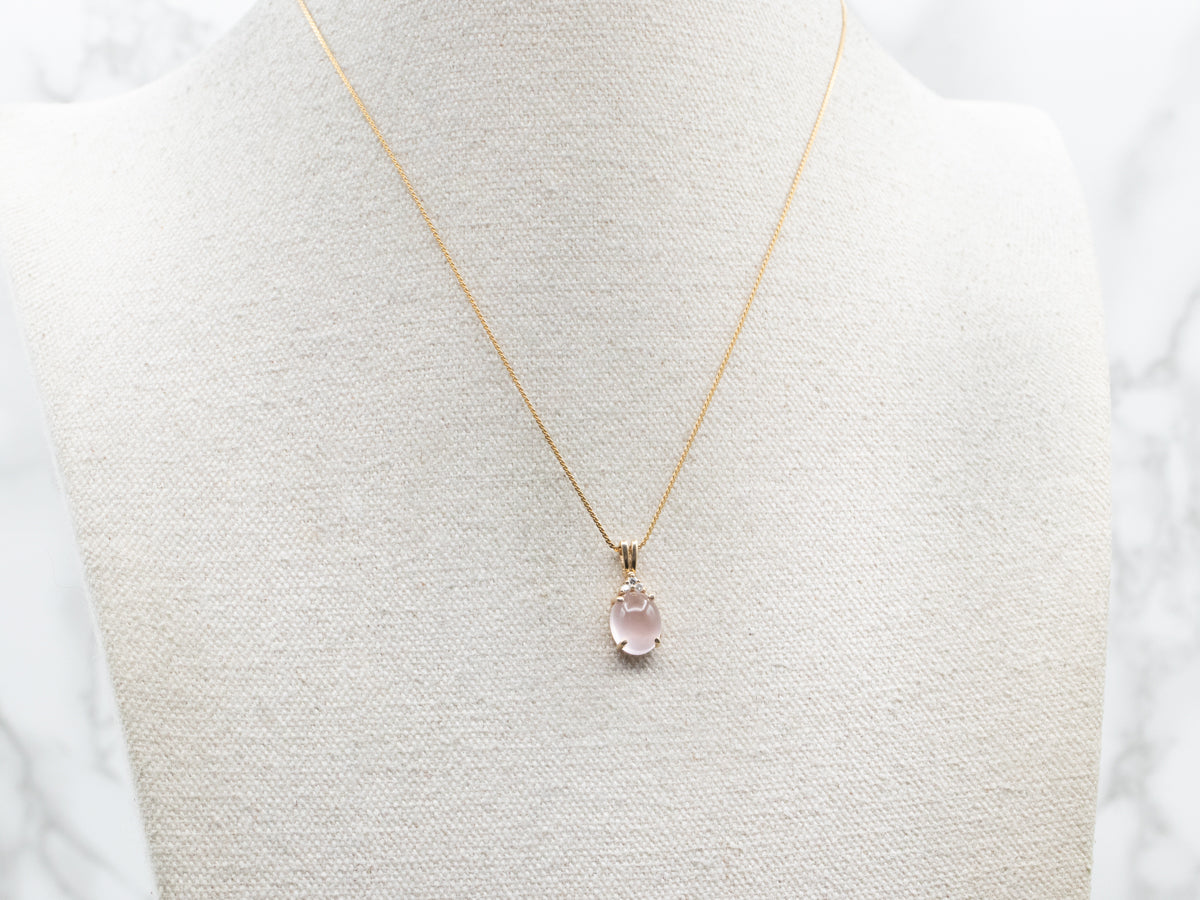 Rose Quartz and Diamond Pendant