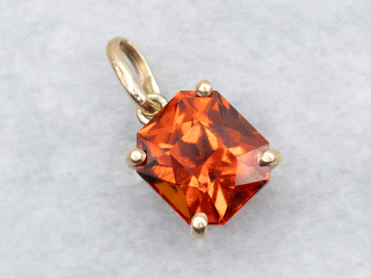 Hessonite Garnet Solitaire Pendant