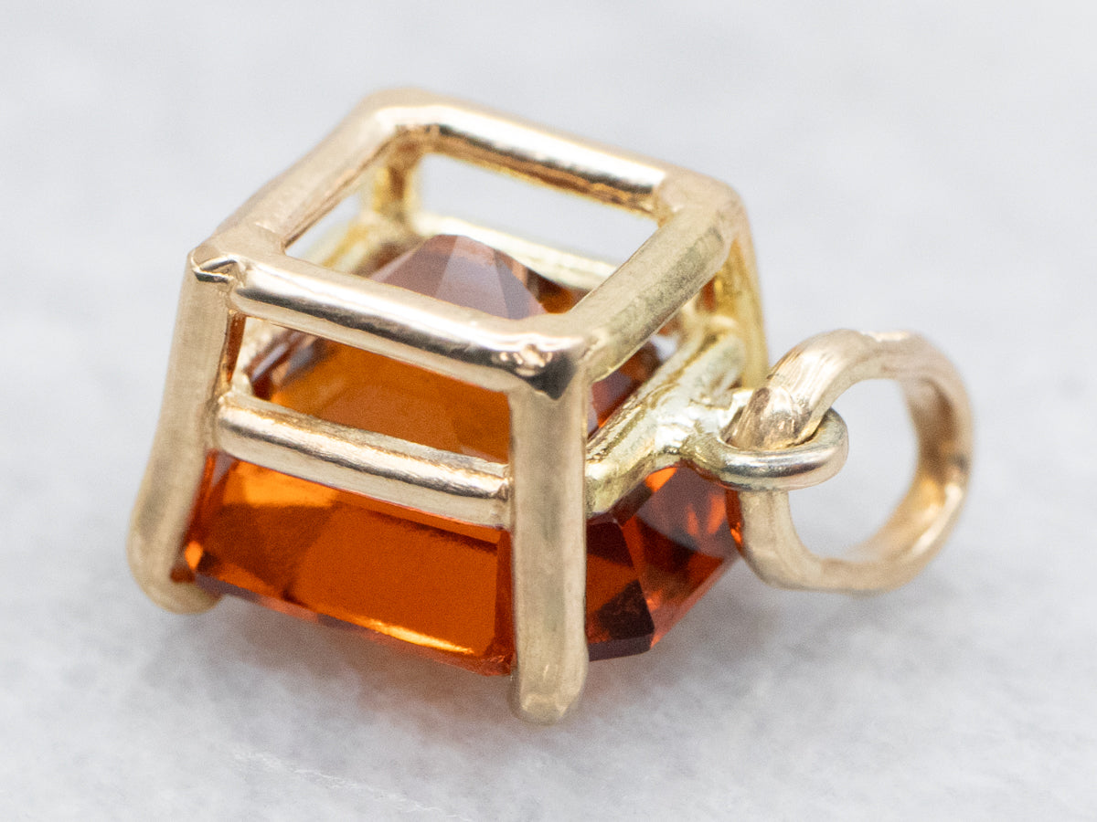 Hessonite Garnet Solitaire Pendant