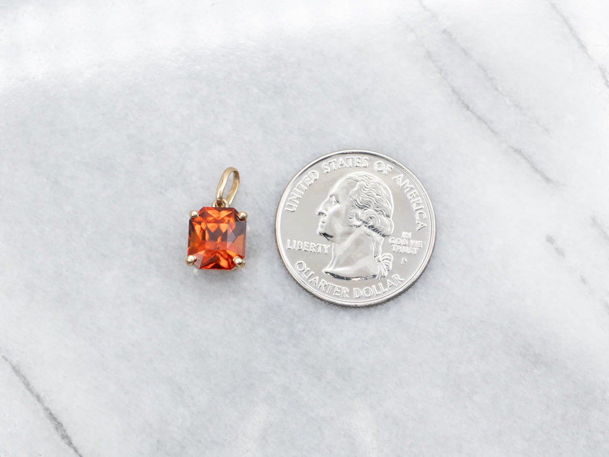 Hessonite Garnet Solitaire Pendant