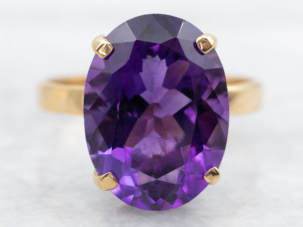 Oval Cut Amethyst Solitaire Ring