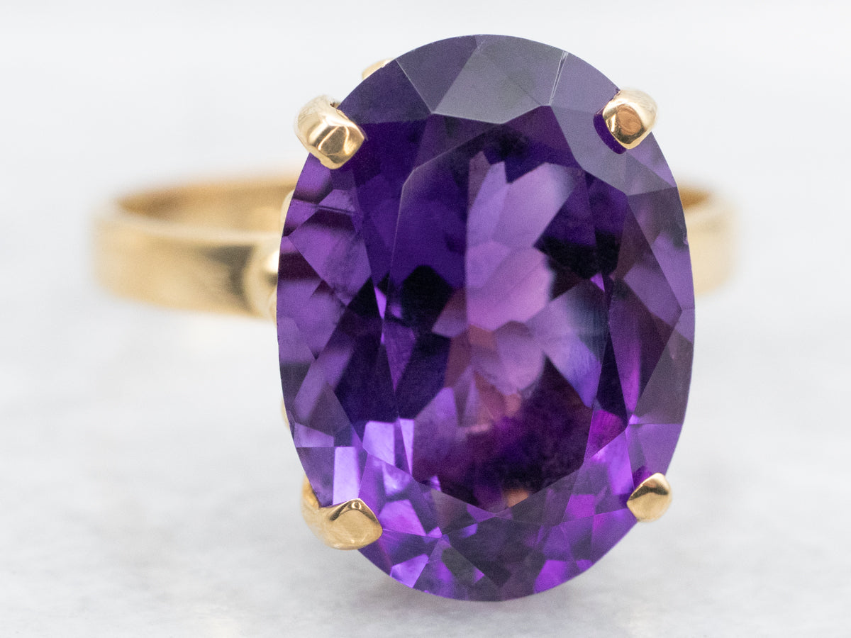 Oval Cut Amethyst Solitaire Ring