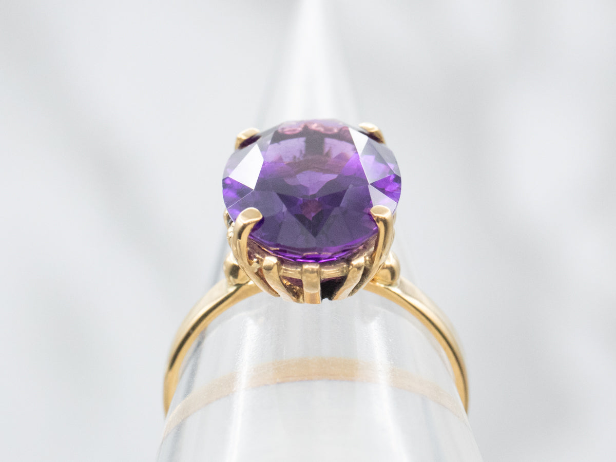 Oval Cut Amethyst Solitaire Ring