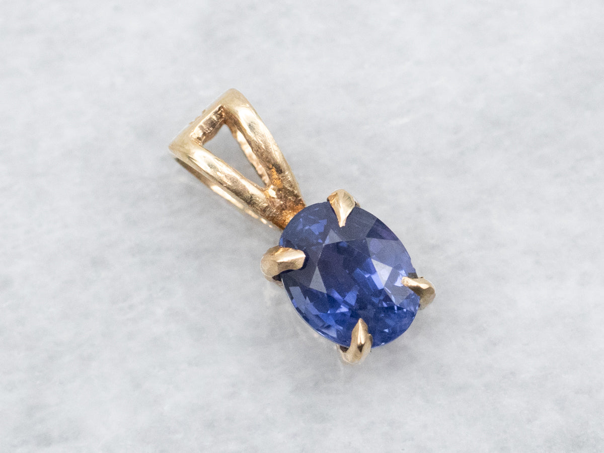 Oval Cut Sapphire Solitaire Pendant