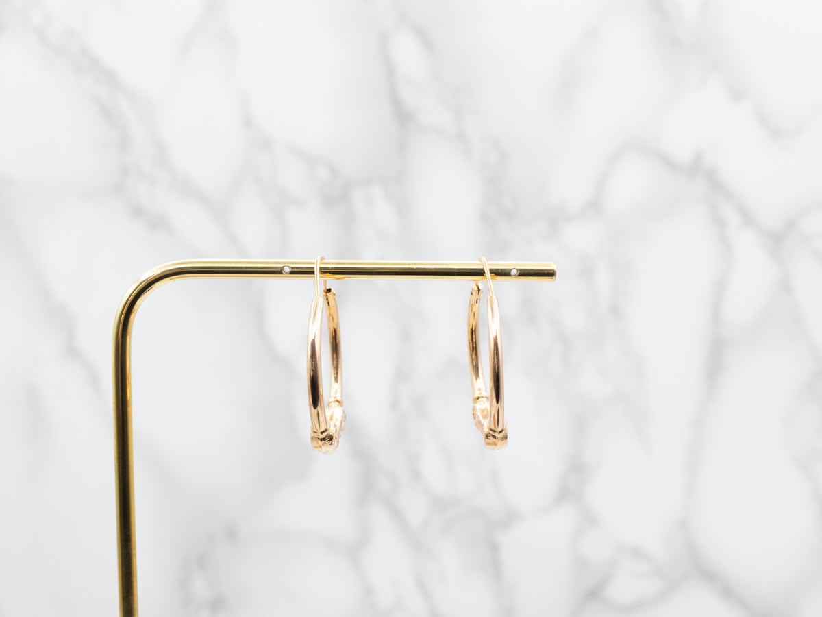 Polished Gold Ram Heads Hoop Earrings