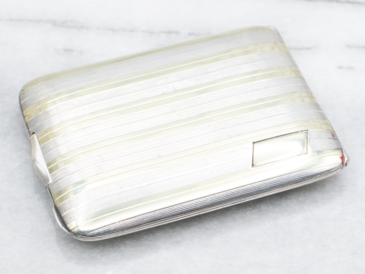 Vintage Gold and Silver Pin Striped Cigarette Case