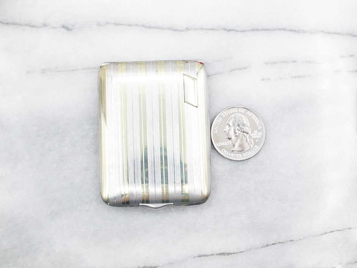 Vintage Gold and Silver Pin Striped Cigarette Case