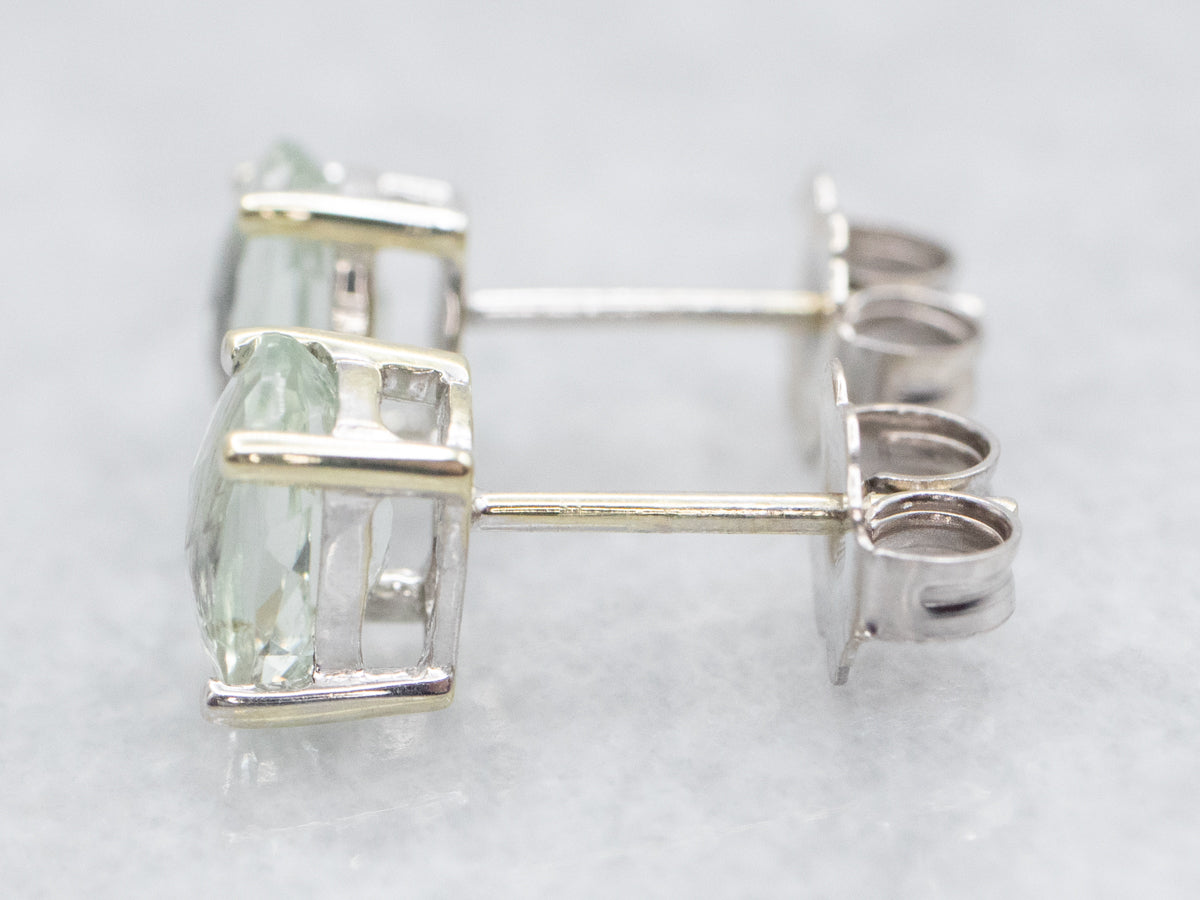 Prasiolite White Gold Stud Earrings