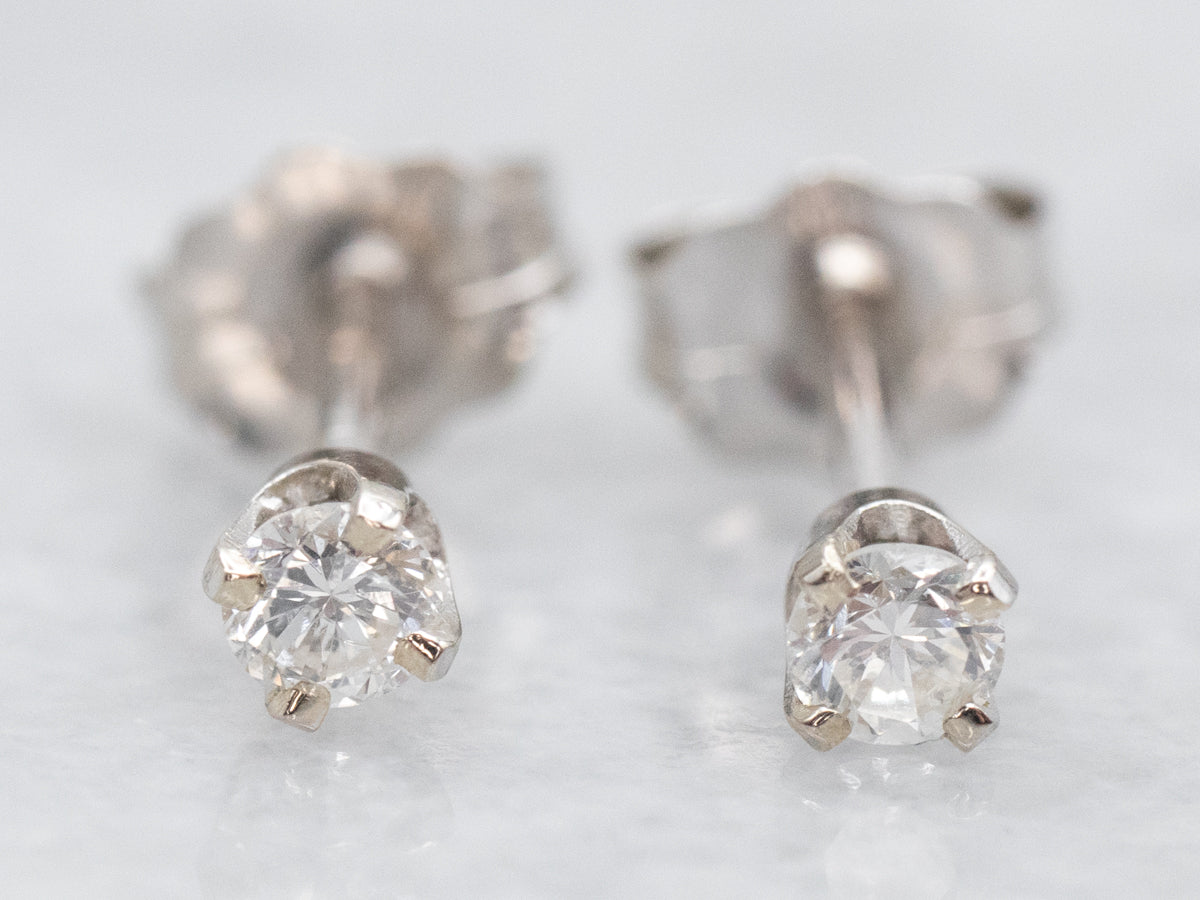 Pendientes Pequeños De Oro Blanco Y Diamantes