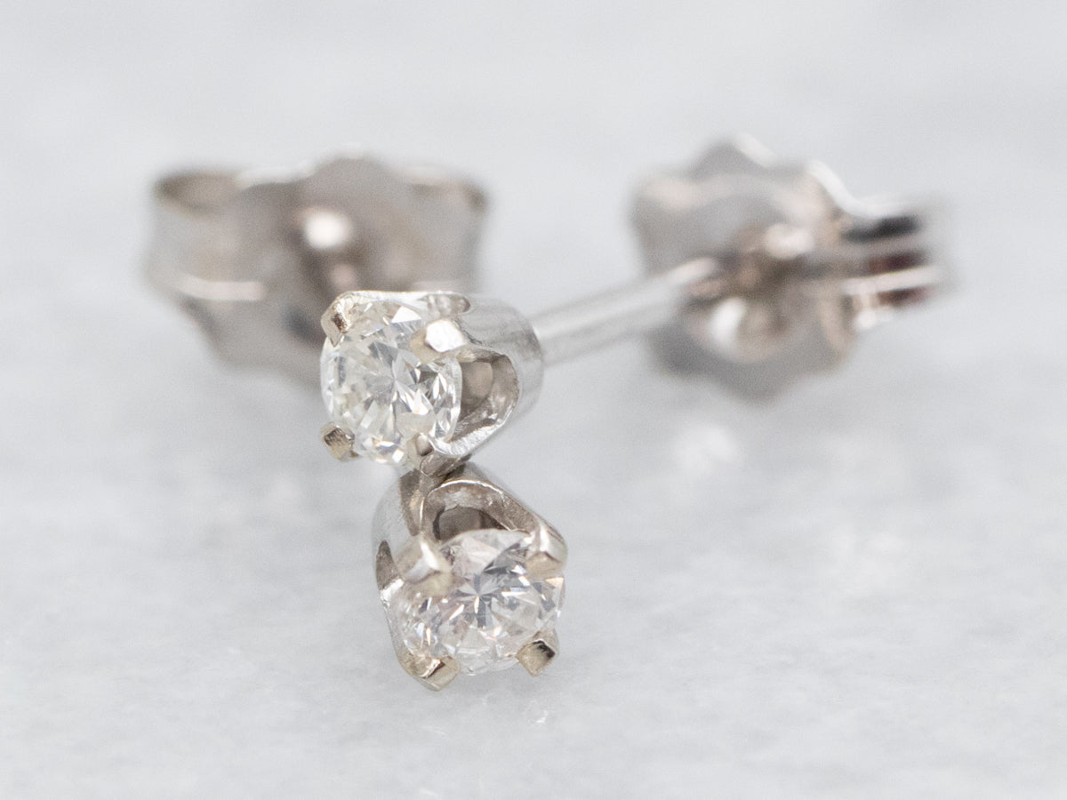 Pendientes Pequeños De Oro Blanco Y Diamantes