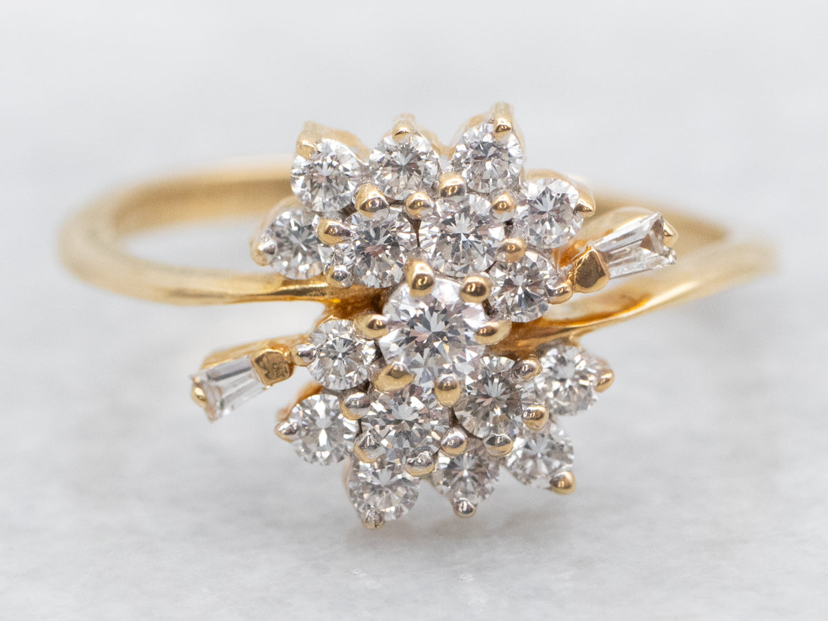 Baguette and Round-Cut Diamond Cluster Ring